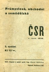 kniha Průmyslová, obchodní a zemědělská ČSR v roce 1936, Karel Růžička 1937