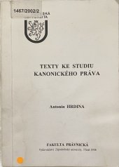 kniha Texty ke studiu kanonického práva, Západočeská univerzita, Právnická fakulta 1998