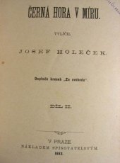 kniha Černá Hora v míru, J. Holeček 1883