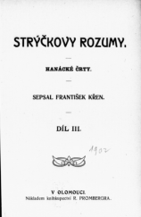 kniha Strýčkovy rozumy hanácké črty, Nákladem knihkupectví R. Promberga 