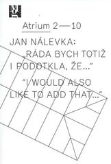 kniha Jan Nálevka: "Ráda bych totiž i podotkla, že--" = Jan Nálevka: "I would also like to add that--" : [21.10.2010-16.1.2011, Moravská galerie v Brně, Atrium Pražákova paláce], Moravská galerie 2010