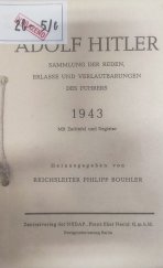 kniha Adolf Hitler - Sammlung der reden 1943, NSDAP 1943