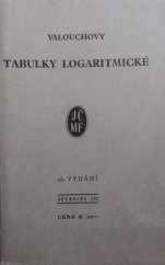 kniha Tabulky logaritmické, Jednota československých matematiků a fysiků 1937