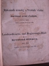 kniha Zákonník zemský a Věstník vládní korunní zemi Českou. 1851, C.k. dvorní knihtiskárna synů Bohumila Haase 1851