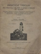 kniha Praktické tabulky pro pěstitele zelenin v malém i ve velkém, Tisk. a vyd. druž. rolnické 1917