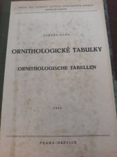 kniha Ornithologické tabulky, Ústav pro ochranu rostlin Výzkumných ústavů zemědělských 1943