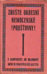 kniha Zrušte okresní nemocenské pojišťovny a zkonfiskujte jejich miliardové jmění ve prospěch dělnictva, J. Hofer 1928