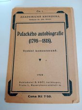 kniha Palackého autobiografie [1798-1818], B. Kočí 1920