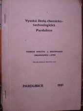 kniha Funkční analýza a identifikace organických látek, VŠCHT 1981