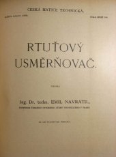 kniha Rtuťový usměrňovač, Česká matice technická 1928