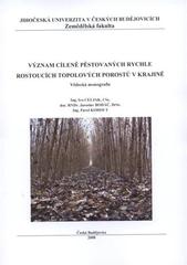 kniha Význam cíleně pěstovaných rychle rostoucích topolových porostů v krajině vědecká monografie, Jihočeská univerzita, Zemědělská fakulta 2008