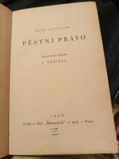 kniha Pěstní právo, Melantrich 1926