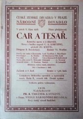 kniha Car a tesař komická opera o 3 dějstvích, Fr. A. Urbánek a synové 1926