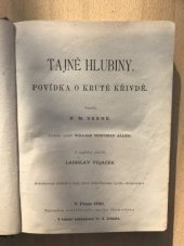 kniha Tajné hlubiny Povídka o kruté křivdě, Domovina 1890