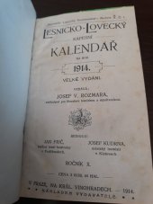 kniha Lesnicko - lovecký kapesní kalendář na rok 1914 velké vydání, Josef V. Rozmara 1914