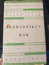 kniha Zahradnikuv rok, Aventinum 1929