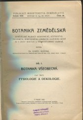 kniha Botanika zemědělská Díl I. - Botanika všeobecná., Ministerstvo zemědělství 1922