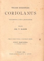 kniha Coriolanus Tragedie o 5 jedn., J. Otto 1902