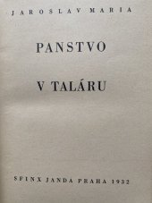 kniha Panstvo v taláru. 1. díl, Sfinx, Bohumil Janda 1932