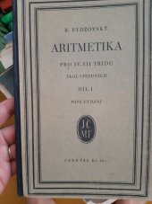 kniha Aritmetika pro IV.-VII. třídu škol středních díl první, Jednota československých matematiků a fysiků 1923