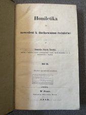 kniha Homiletika, čili, Nawedení k duchownímu řečnictwí. Díl II., Nákladem Wácslawa Hessa 1852