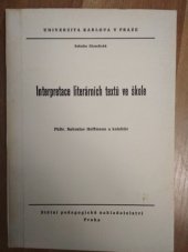 kniha Interpretace literárních textů ve škole, SPN 1985