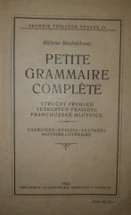 kniha Petite grammaire complète stručný přehled veškerých pravidel francouzské mluvnice, R. Promberger 1922