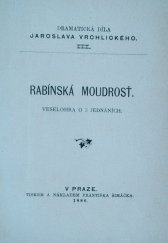 kniha Rabínská moudrosť veselohra o 3 jednáních, František Šimáček 1886