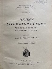 kniha Dějiny literatury české pro školy střední i soukromé studium, Dědictví Havlíčkovo 1931