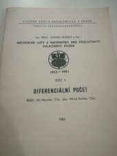 kniha Metodické listy z matematiky pro posluchače dálkového studia. Sešit 3, - Diferenciální počet, SPN 1985