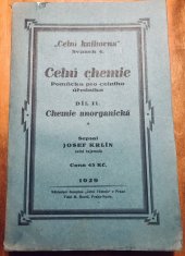 kniha Celní chemie Díl II, - Chemie anorganická - Pomůcka pro celního úředníka., Celní Věstník 1929