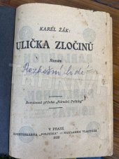 kniha Ulička zločinů román, K. Žák 1930