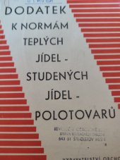 kniha Dodatek k normám teplých jídel, studených jídel a polotovarů, Vydavatelství obchodu 1963