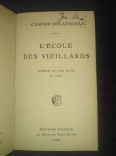 kniha L'École des Vieillards Comédie en cinq actes en vers , Nilsson 1910