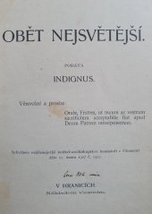 kniha Obět nejsvětější, F. Fryč 1907