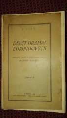 kniha Devět dramat Euripidových, J. Sedláček 1923