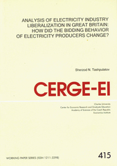 kniha Analysis of electricity industry liberalization in Great Britain: how did the bidding behavior of electricity producers change?, CERGE-EI 2010