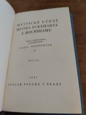 kniha Mystické učení Mistra Eckeharta z Hochheimu. Díl 2, Spolek Psyche 1935