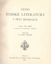 kniha Dějiny římské literatury v pěti hodinách, Jan Laichter 1901