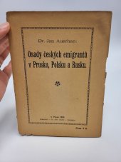 kniha Osady českých emigrantů v Prusku, Polsku a Rusku, A. Hajn 1920