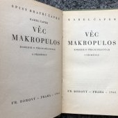 kniha Věc Makropulos komedie o třech dějstvích s přeměnou, Fr. Borový 1941