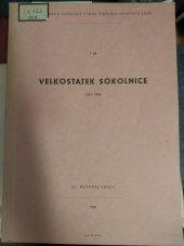 kniha Velkostatek Sokolnice 1594-1945 : Iventář archivního fondu, Státní archiv 1959