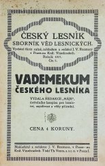 kniha Vademekum českého lesníka, J.V. Rozmara 1917