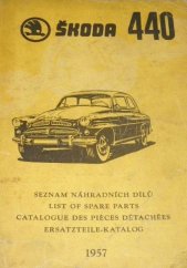 kniha Seznam náhradních dílů Škoda 440 čtyřválec - levé i pravé řízení, Motokov 1957