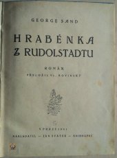 kniha Hraběnka z Rudolstadtu Román, Jan Svátek 1927