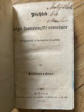 kniha Přehled děgů francouzské rewoluce od wypuknutj až ku skončenj hrůzowlády, Jan Spurný 1850