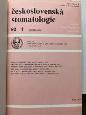 kniha Československá stomatologie  Časopis stomatologických společností , Československá lékařská společnost J. E. Purkyně 1992