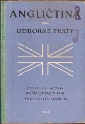 kniha Angličtina odborné texty pro 3. a 4. ročník hospodářských škol se čtyřletým studiem, SPN 1958