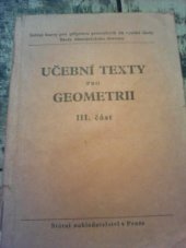 kniha Učební texty pro geometrii. 3. část, Státní nakladatelství 1950