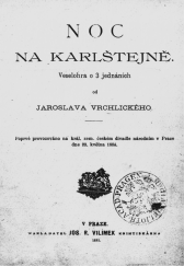 kniha Noc na Karlštejně veselohra o 3 jednáních, Jos. R. Vilímek 1885